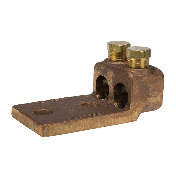 Cast Bronze Terminal Lug 500 - 300 MCM 2 Port 2 Mounting Holes Copper Terminal Lugs are made of high copper alloy. They are used for joining a wide range of cables or terminal blocks.