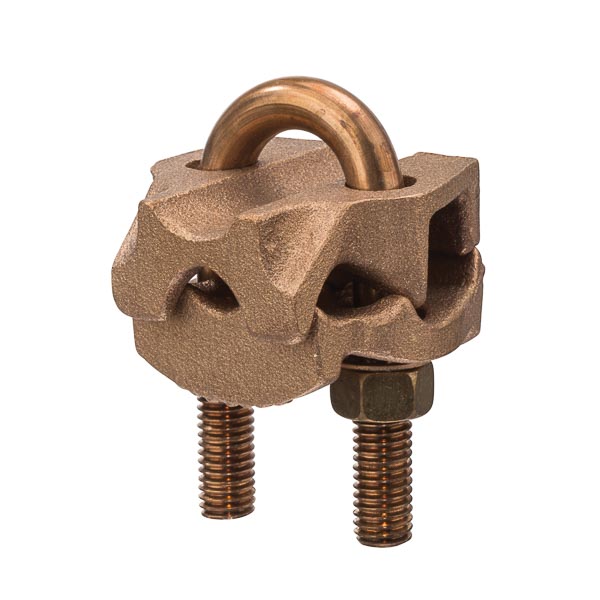 Heavy Duty 1 Cable Parallel Ground Connector for 1/2-3/4in 300-500 MCM. Pipe Made of high-copper-content alloy for grounding to 1/2