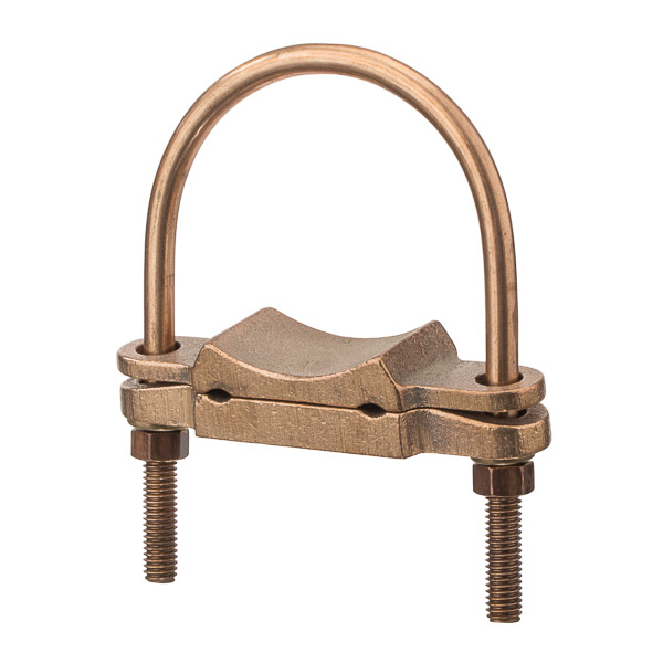 Heavy Duty 2 Cable Parallel Ground Connector for 3in 2/0-4 AWG. Pipe Made of high-copper-content alloy for grounding to 1/2