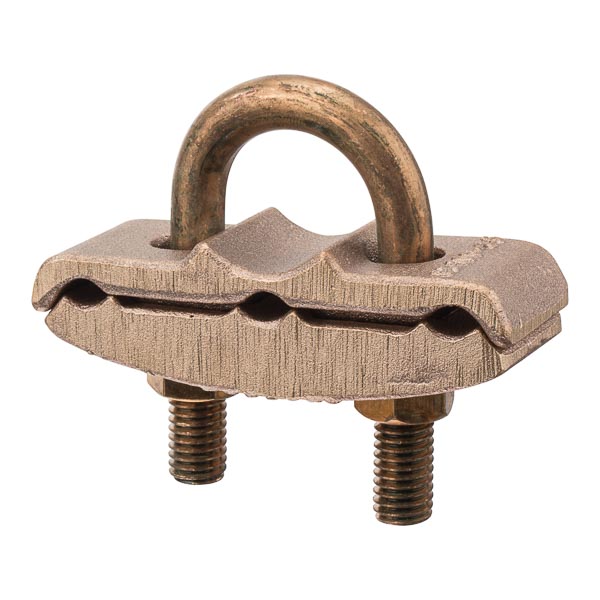 Heavy Duty 3 Cable Parallel Ground Connector for 1in. Pipe Made of high-copper-content alloy for grounding to 1/2