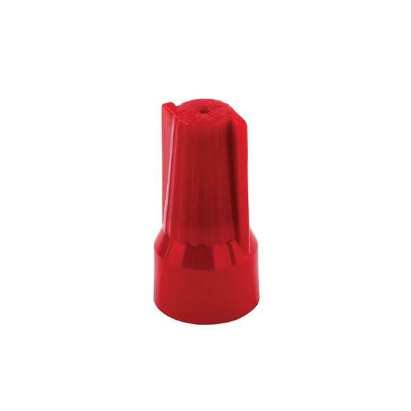 Easy-Twist N-Type Twist-On Wire Connectors - Red Carton 22-6 AWG- 100 Count APPLICATIONS: Easy-Twist N-Type Twist-On Wire Connectors are made from Nylon 6/6 (Polyimide 66). They have a temperature rating of 221 degrees F. Their swept-back design provides firm and comfortable twisting. Inserted with fixed, square-wire springs which grabs wire quickly and firmly. Compact design is perfect for tight spaces. Color coded to industry standards. Pre-twisting of wire is not necessary. 1,000 volt maximum in fixtures and signs. For Copper Wire Only.