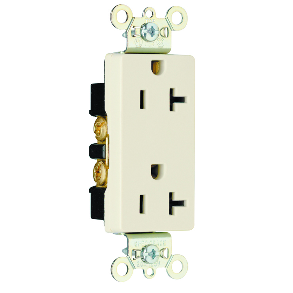 P&S 26352LA DECOR DUPLEX RECEPTACLE 20A 125V LIGHT ALMOND Gordon Electric Supply, Inc.