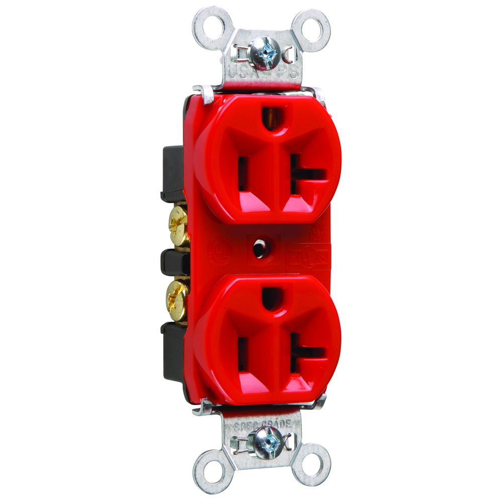 P&S 5362RED DUPLEX RECEPTACLE 20A 125V SIDE & BACK WIRE RED Gordon Electric Supply, Inc.