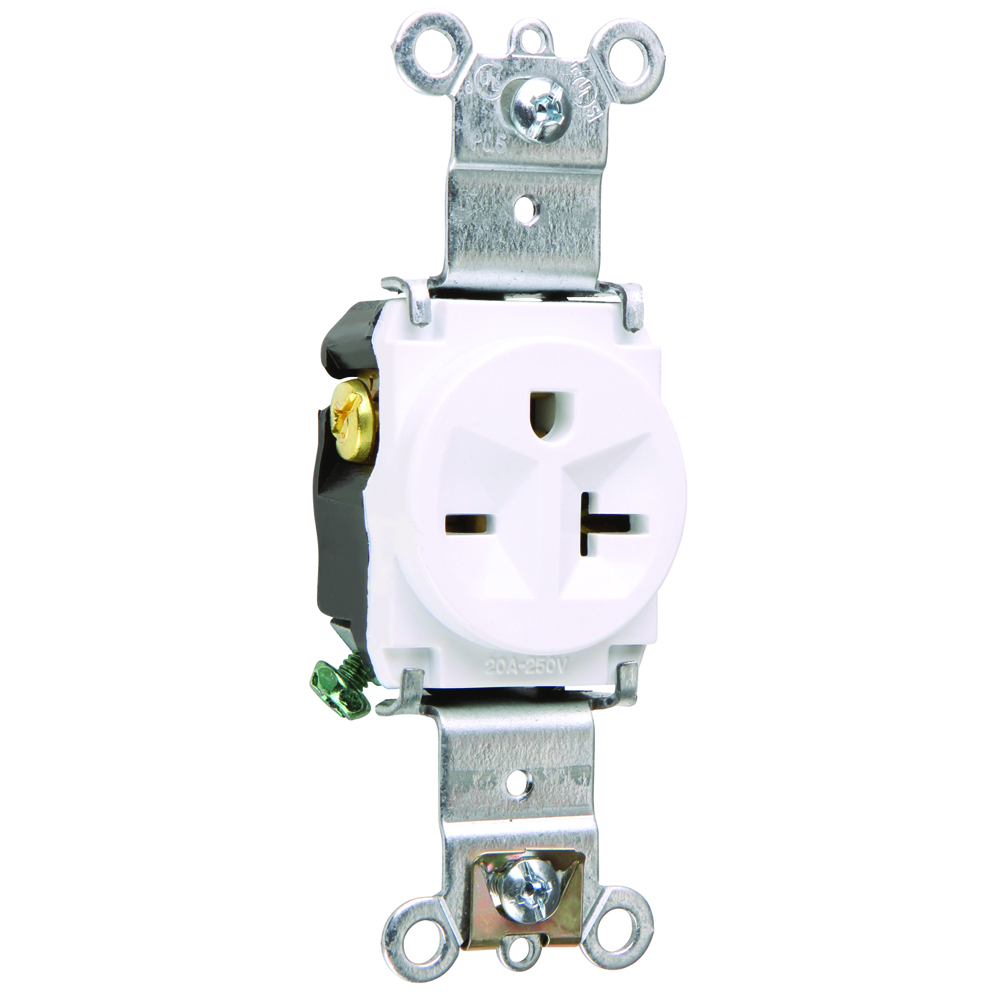 P&S 5871W SINGLE RECEPTACLE 20A 250V SIDE & BACK WIRE WHITE Gordon