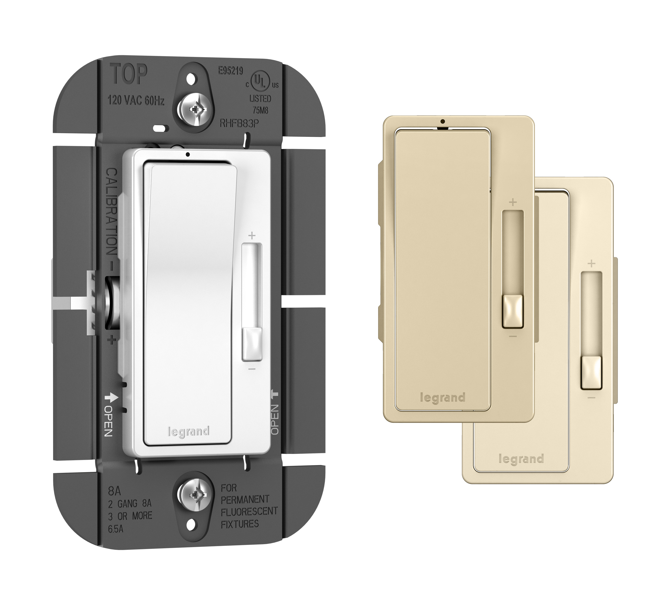 Product image for Pass & Seymour RHFB83PTC Radiant Fluorescent Dimmer, 8A 120V/5A 277V - Tri-Color