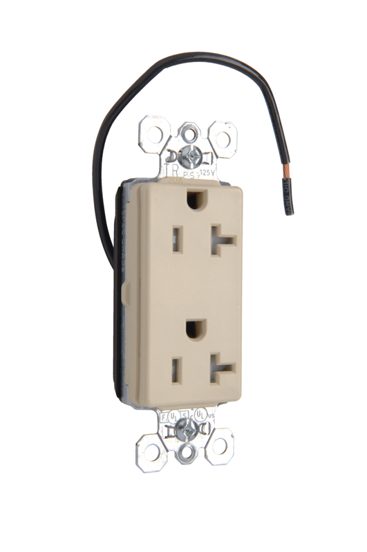 Product image for Pass & Seymour PTTR26362CDI PlugTail™ Dual Control Tamper-Resistant Decorator Receptacle, 20A 125V - Ivory