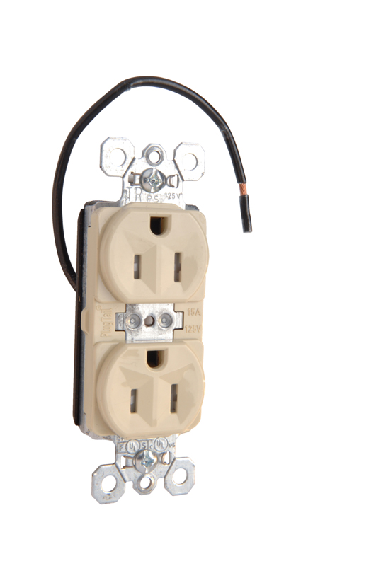 Product image for Pass & Seymour PTTR5262CDI PlugTail™ Dual Control Tamper-Resistant Receptacle, 15A 125V - Ivory