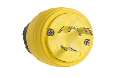 Product image for Pass & Seymour 28W47 Turnlok® Watertight Plug, 30A 125V, L5-30P, NEMA 4X/6P, IP65/66/67 - Yellow
