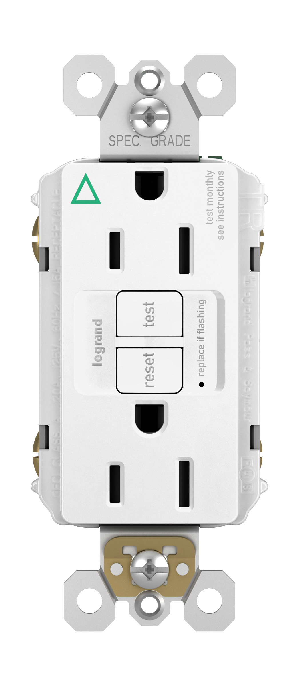Product image for P&S 1597IGTRW SELF TEST GFCI RECEP