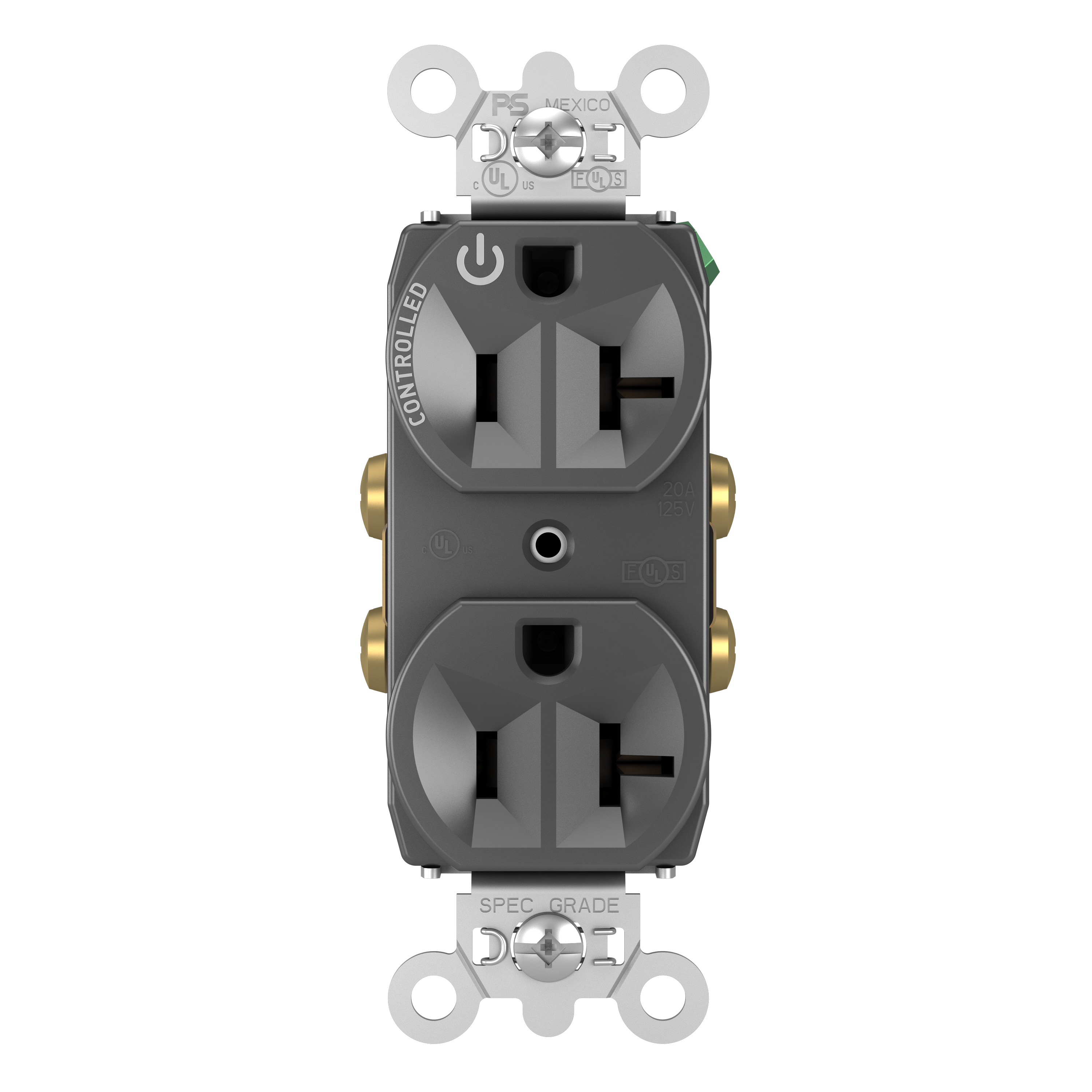 Product image for Pass & Seymour 5362CH-BK 20A 125V Half-Controlled Duplex Receptacle, Back & Side Wire - Black