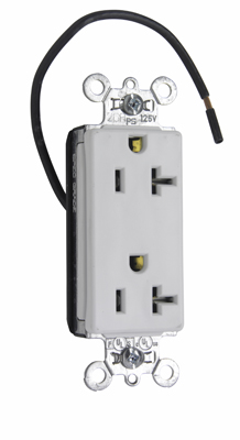 Product image for Pass & Seymour PT26352SCCTW PlugTail™ Plugload Half Control Decorator Receptacle, 20A 125V - White