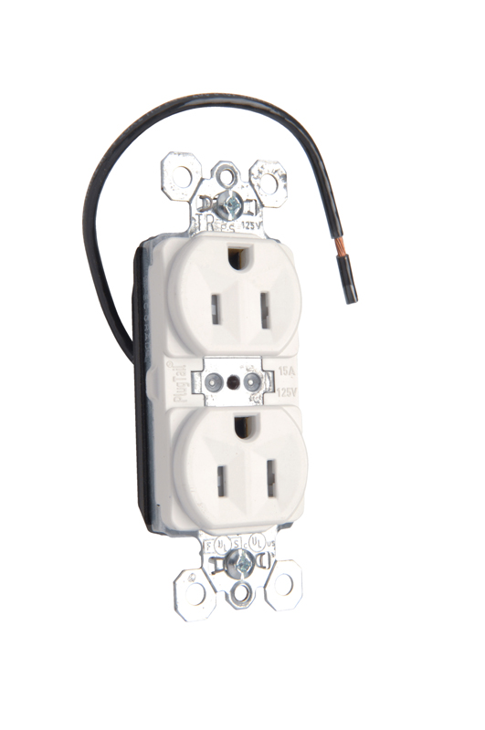 Product image for Pass & Seymour PTTR5262CDW 15A 125V Plugtail Dual Control Tamper-Resistant Receptacle - White