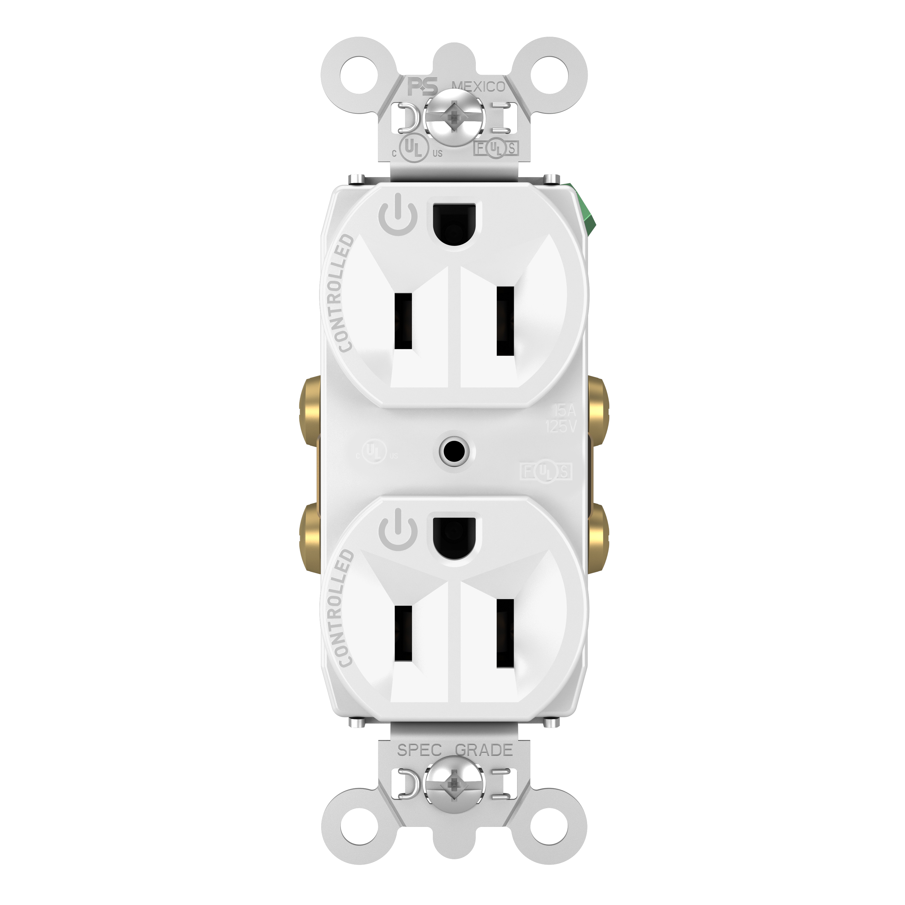 Product image for Pass & Seymour 5262CD-W 15A 125V Dual Control Duplex Outlet White