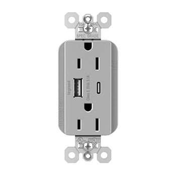 Product image for P&S PTTR15ACUSBGRY PLUGTAIL 15A HYB