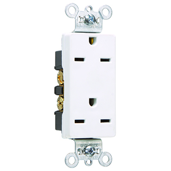 Product image for Pass & Seymour 26852-RED Heavy-Duty Decorator Spec Grade Duplex Receptacle, Back & Side Wire, 20A 250V - Red