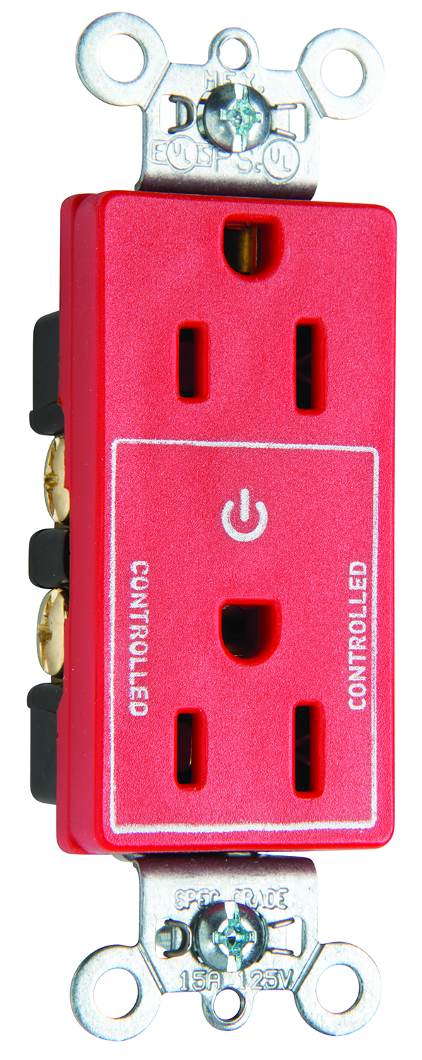 Product image for Pass & Seymour 26252-CHRED 15A 125V Half Control Decorator Receptacle Red