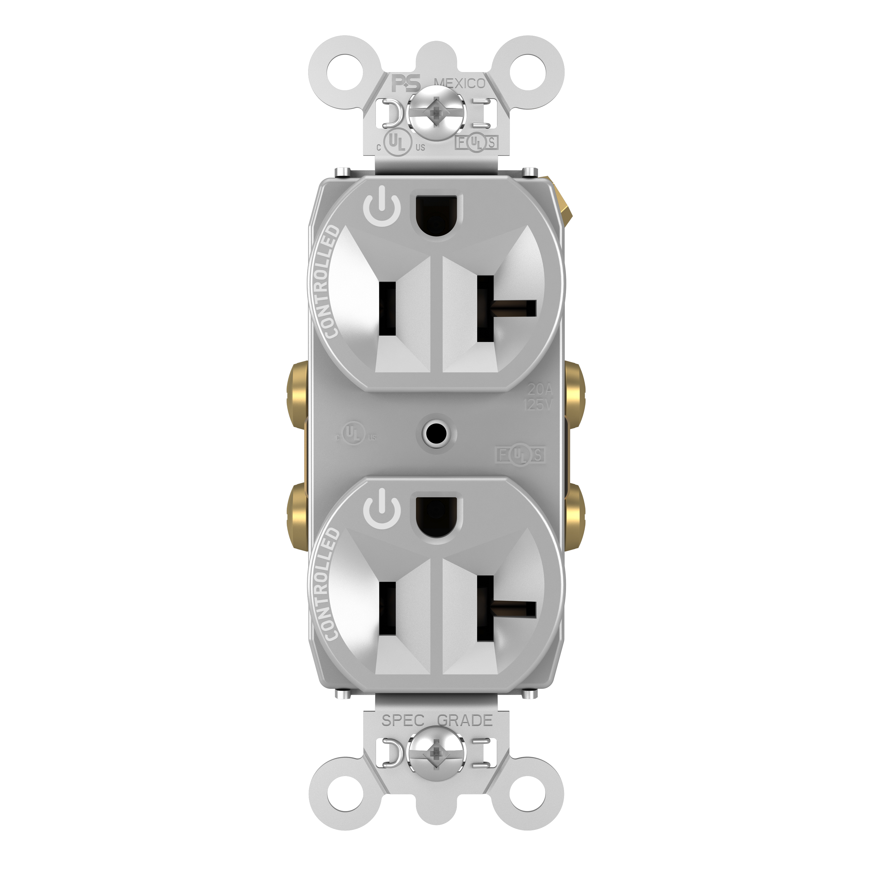 Product image for Pass & Seymour 5362CD-GRY 20A 125V Dual Control Duplex Outlet - Gray