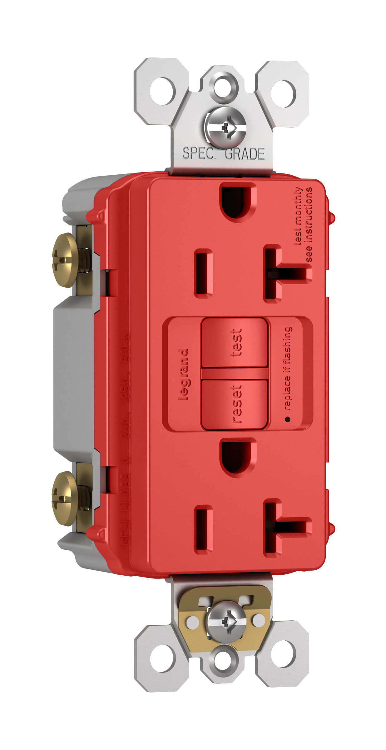 Product image for Pass & Seymour 2097-RED 20A 125V Self-Test GFCI Red