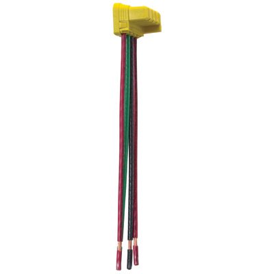 Product image for Pass & Seymour PTS6-SOL4 PlugTail™ Connector, 3Way Switch, 4-wire Solid, 6" - Green, Red, Red, Black