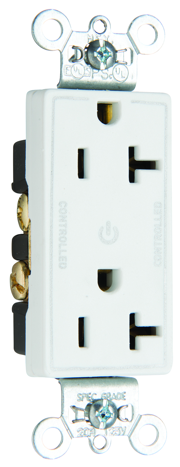 Product image for Pass & Seymour 26352-CDW 20A 125V Dual Controlled Plug Load Duplex Outlet White