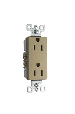 Product image for Pass & Seymour 885-TRABCC12 15A 125V Tamper-Resistant Decorator Duplex Receptacle - Antique Brass