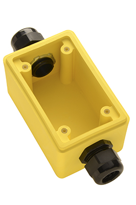 Product image for Pass & Seymour FDC2-2 Back Box Deep 3/4"Duplex Receptacle with Feed Through - Yellow