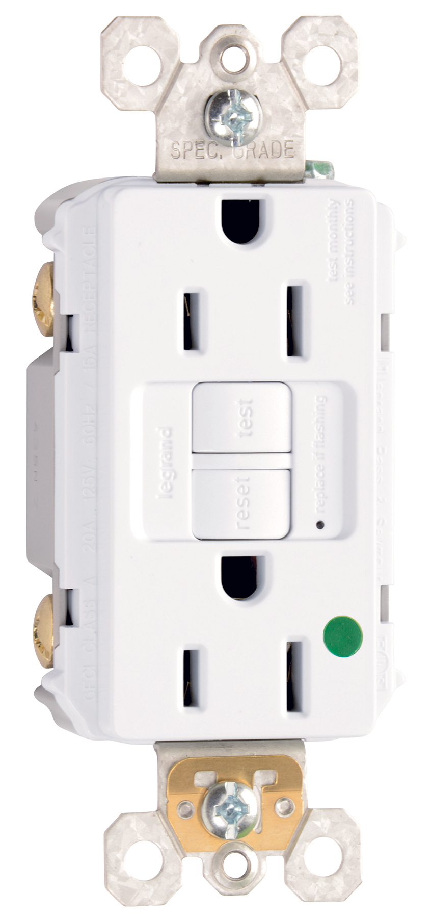 Product image for Pass & Seymour 1597-HGGRY 15A 125V Self Test GFCI Hospital Grade Gray