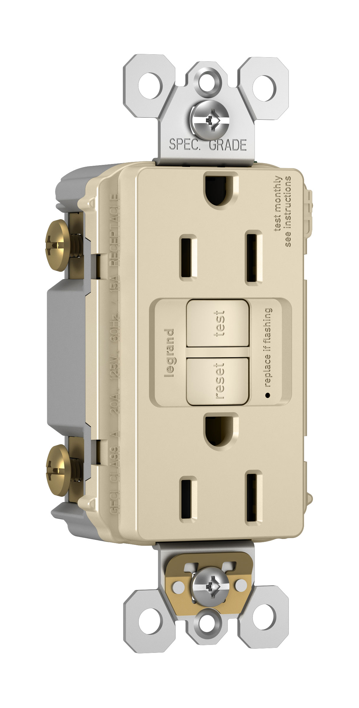 Product image for Pass & Seymour 1597-TRLA 15A 125V Self-Test GFCI Tamper-Resistant, Light Almond