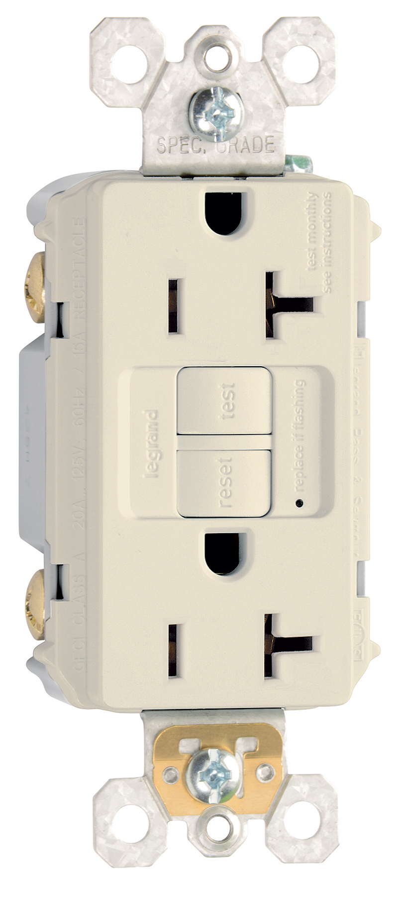 Product image for Pass & Seymour 2097-LA 20A 125V Self-Test GFCI, Light Almond