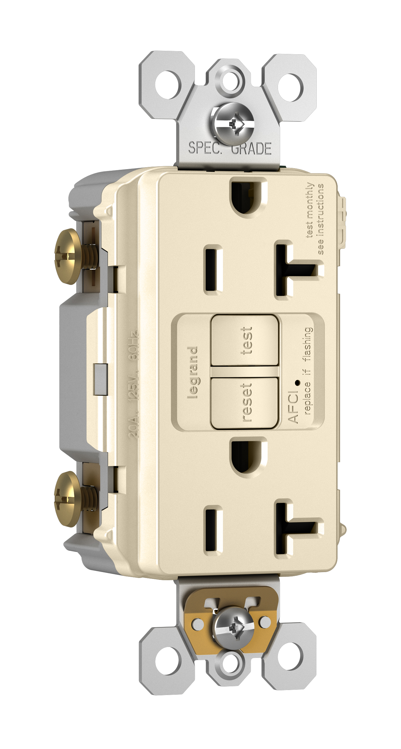 Product image for Pass & Seymour AF202TRLA 20A 125V Tamper-Resistant Arc-Fault Circuit Interrupter - Light Almond