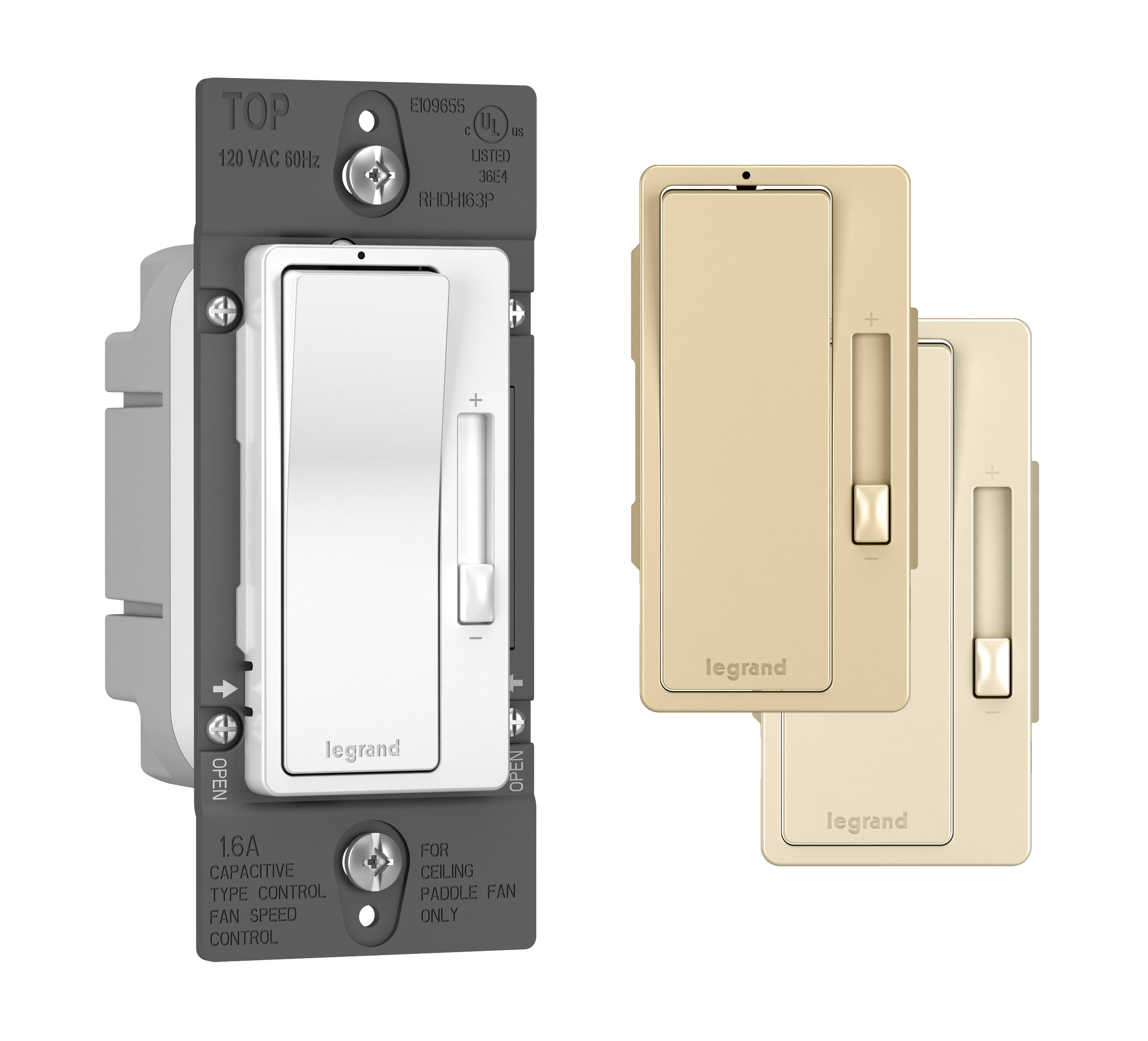 Product image for Pass & Seymour RHDH163PTC Radiant DeHummer Fan Control, 1.6A 120V - Tri-Color