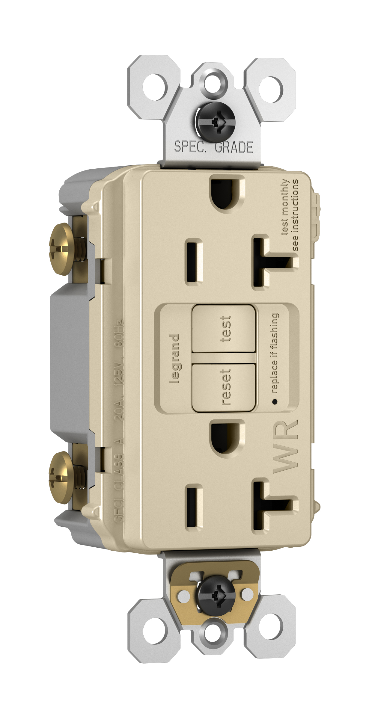 Product image for Pass & Seymour 2097-TRWRLA 20A 125V Self-Test Tamper-Resistant Weather-Resistant GFCI Light Almond
