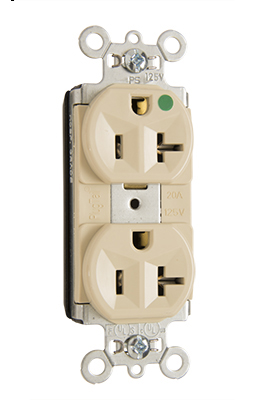 Product image for Pass & Seymour PT-8300HI 125 Volt 20 Amp Heavy Duty Hospital Grade Duplex Receptacle