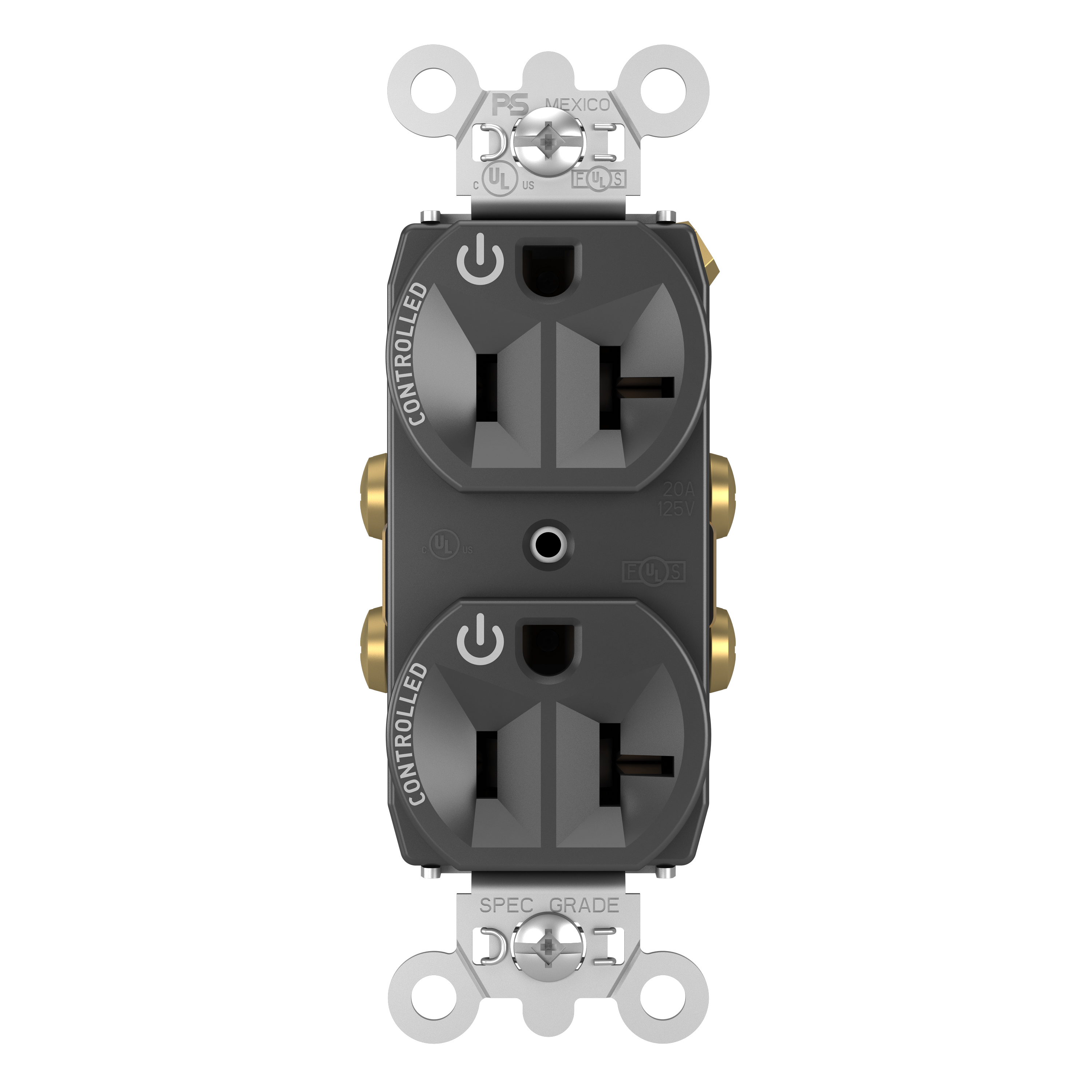 Product image for Pass & Seymour 5362CD-BK 20A 125V Dual Control Duplex Outlet - Black