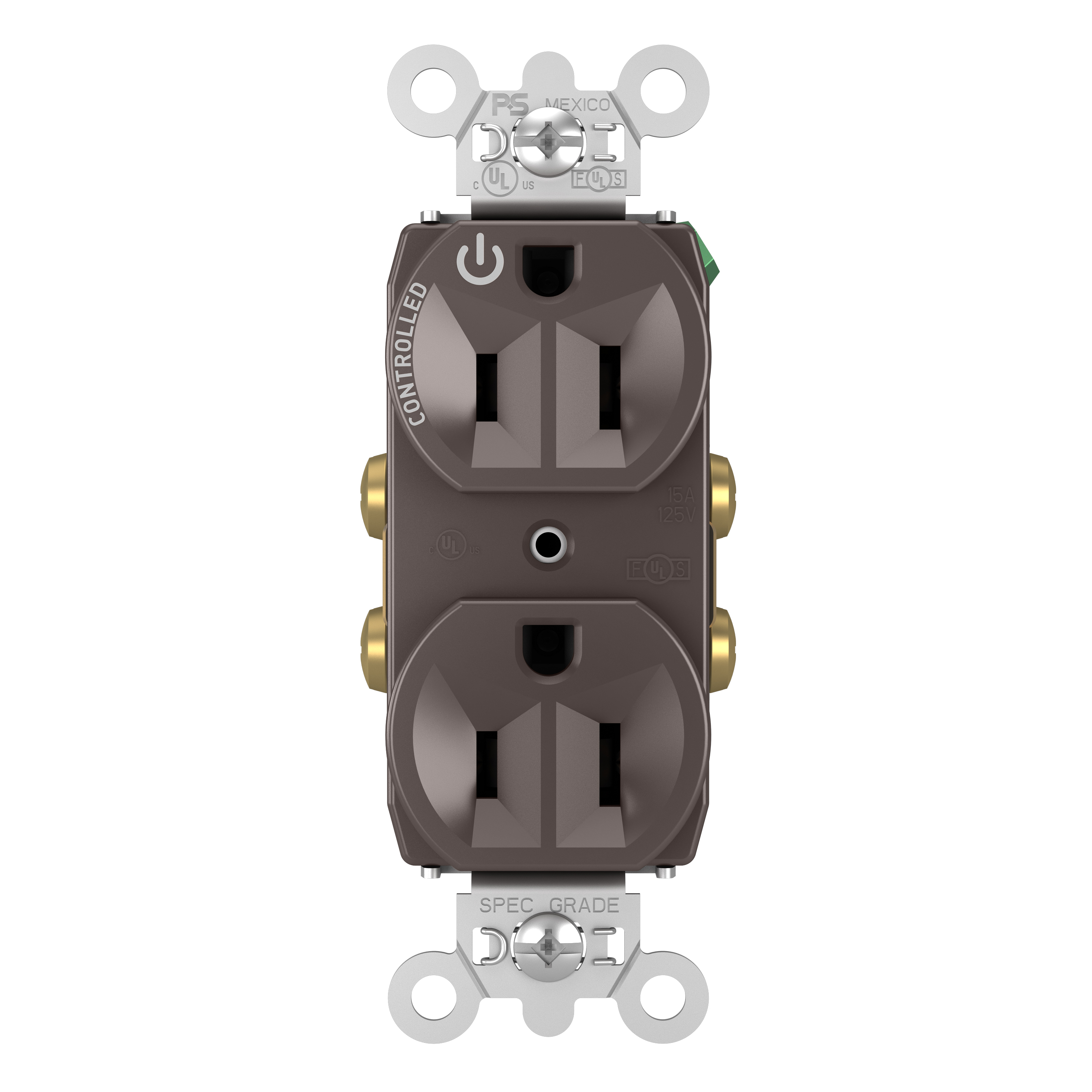 Product image for Pass & Seymour 5262CH 15A 125V Half Control Duplex Outlet Brown