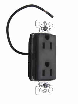 Product image for Pass & Seymour PTTR26262CD PlugTail™ Dual Control Tamper-Resistant Decorator Receptacle, 15A 125V - Brown