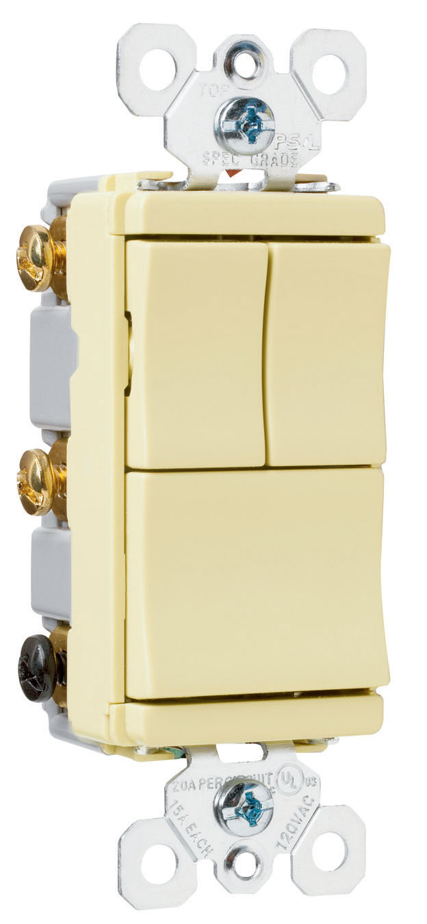 Product image for Pass & Seymour TM8111-BKCC 15 Amp 120 VAC 1-Pole Black Decorator Combination Switch