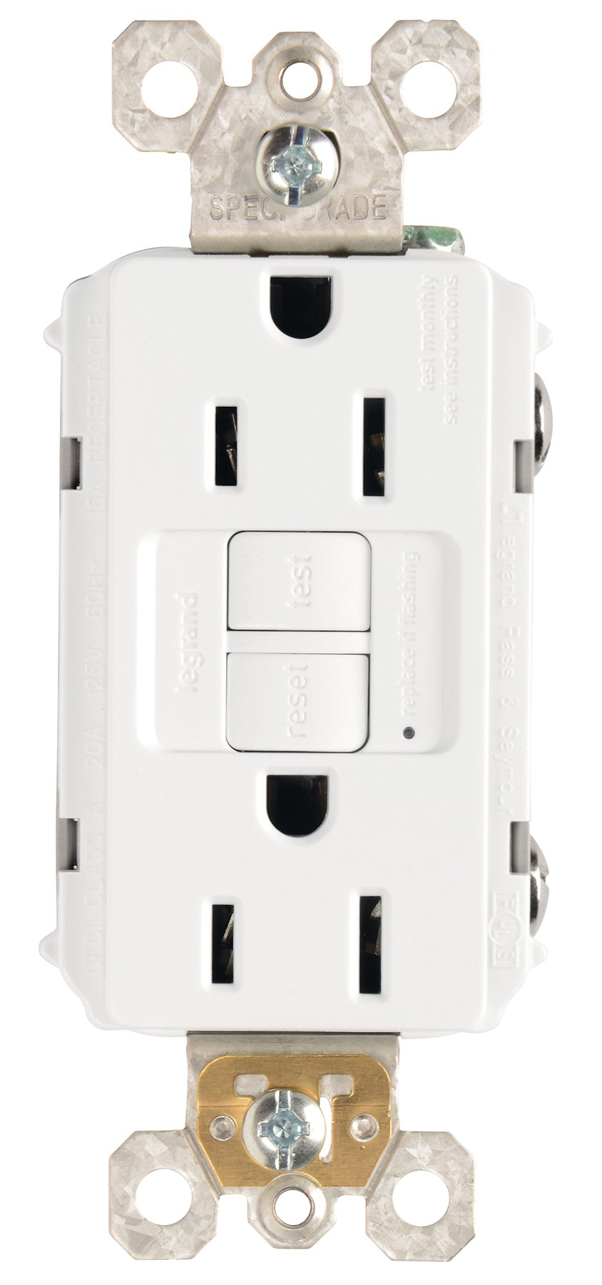 Details about   Pass & Seymour 1597W White 15A 125V Self-Test GFCI Receptacle NIB NEW 