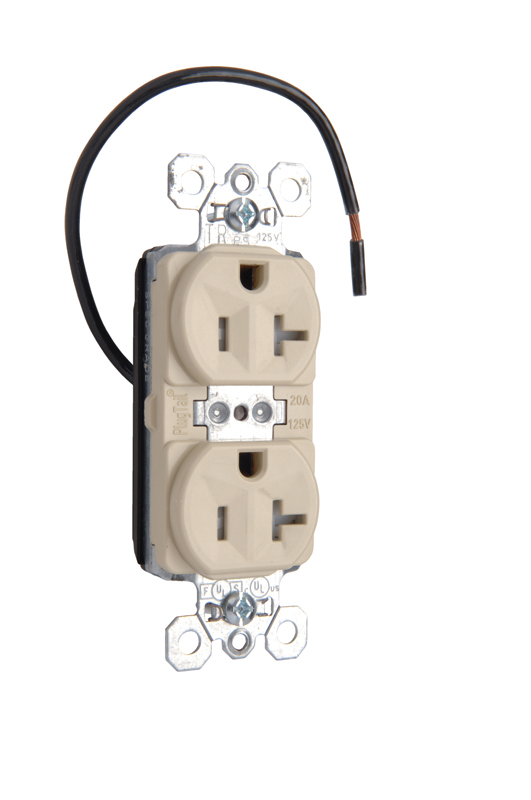 Product image for Pass & Seymour PTTR5362CDI PlugTail™ Dual Control Tamper-Resistant Receptacle, 20A 125V - Ivory