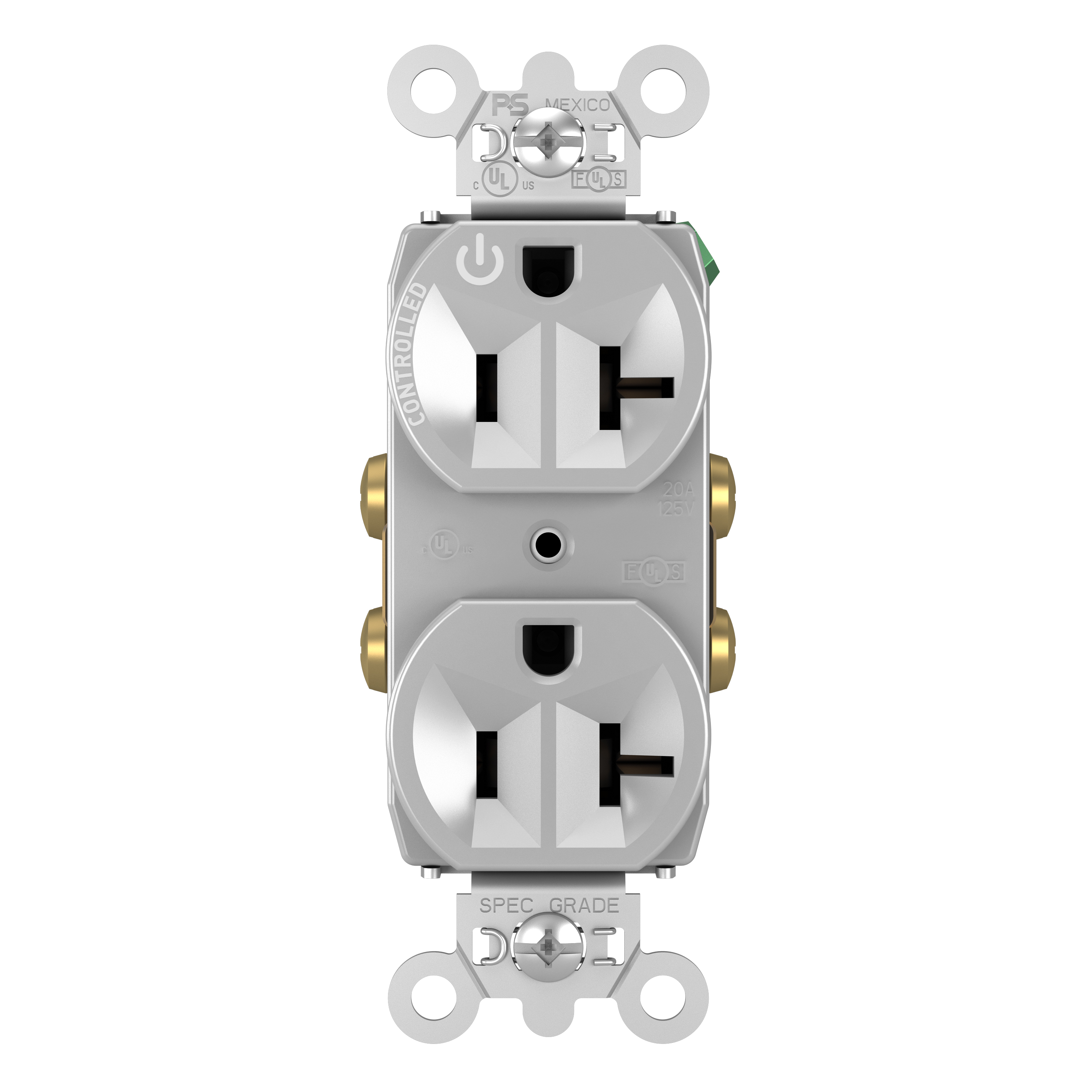 Product image for Pass & Seymour 5362CH-GRY 20A 125V Half Control Duplex Outlet - Gray