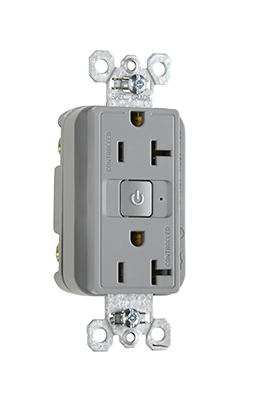 Product image for Pass & Seymour RF26352CD-GRY RF Plugload Receptacle, Dual Control, 20A 125V - Gray
