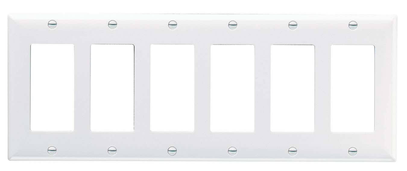 Product image for Pass & Seymour SP266-BK 6Gang Wall Plate, Decorator, Standard - Black