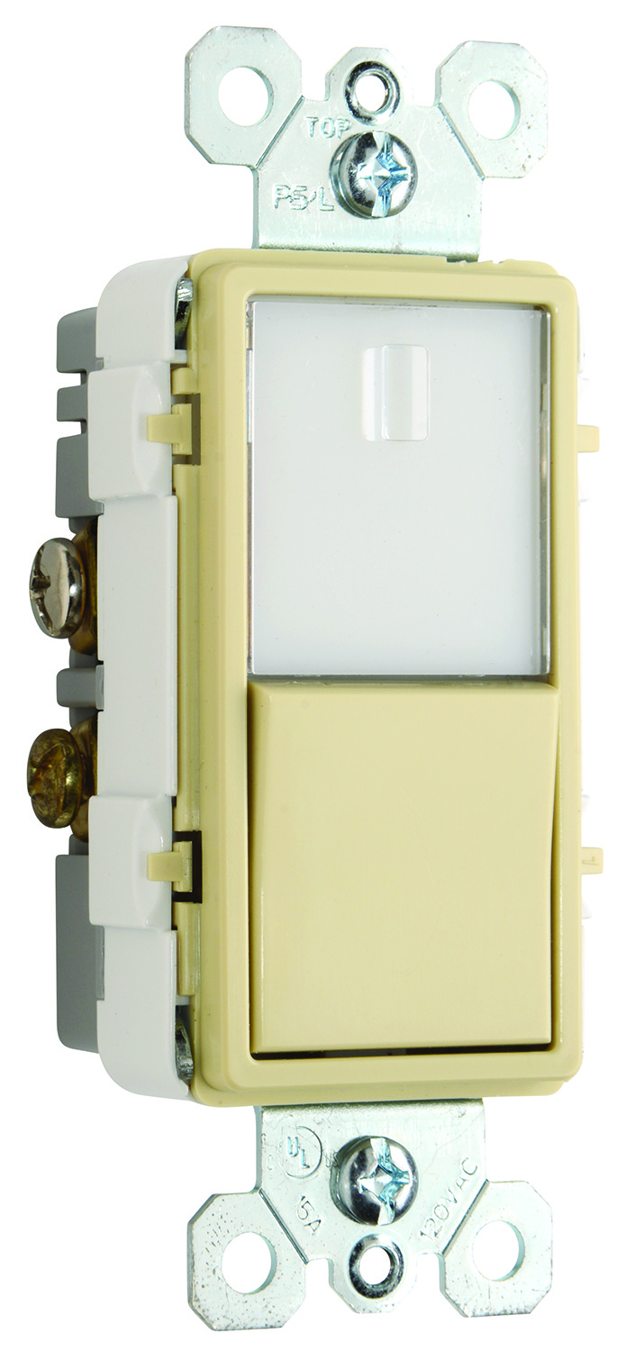 Product image for Pass & Seymour NTL-873ICC6 15A 120V Single Pole/3-Way Switch w/ LED Night Light - Ivory