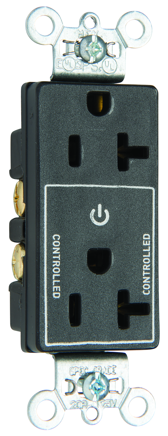 Product image for Pass & Seymour 26352-CH 20A 125V Half Control Plugload Decorator Receptacle - Brown