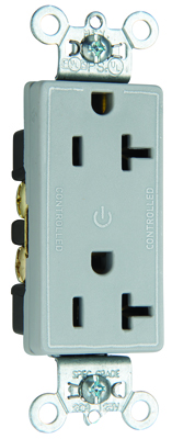 Product image for Pass & Seymour 26352-CHGRY 20A 125V Half Controlled Plug Load Duplex Outlet Gray