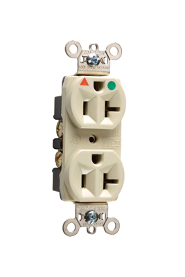 Product image for Pass & Seymour IG8300-LA Isolated Ground Heavy-Duty Hospital Grade Duplex Receptacle, Back & Side Wire, 20A 125V - Light Almond