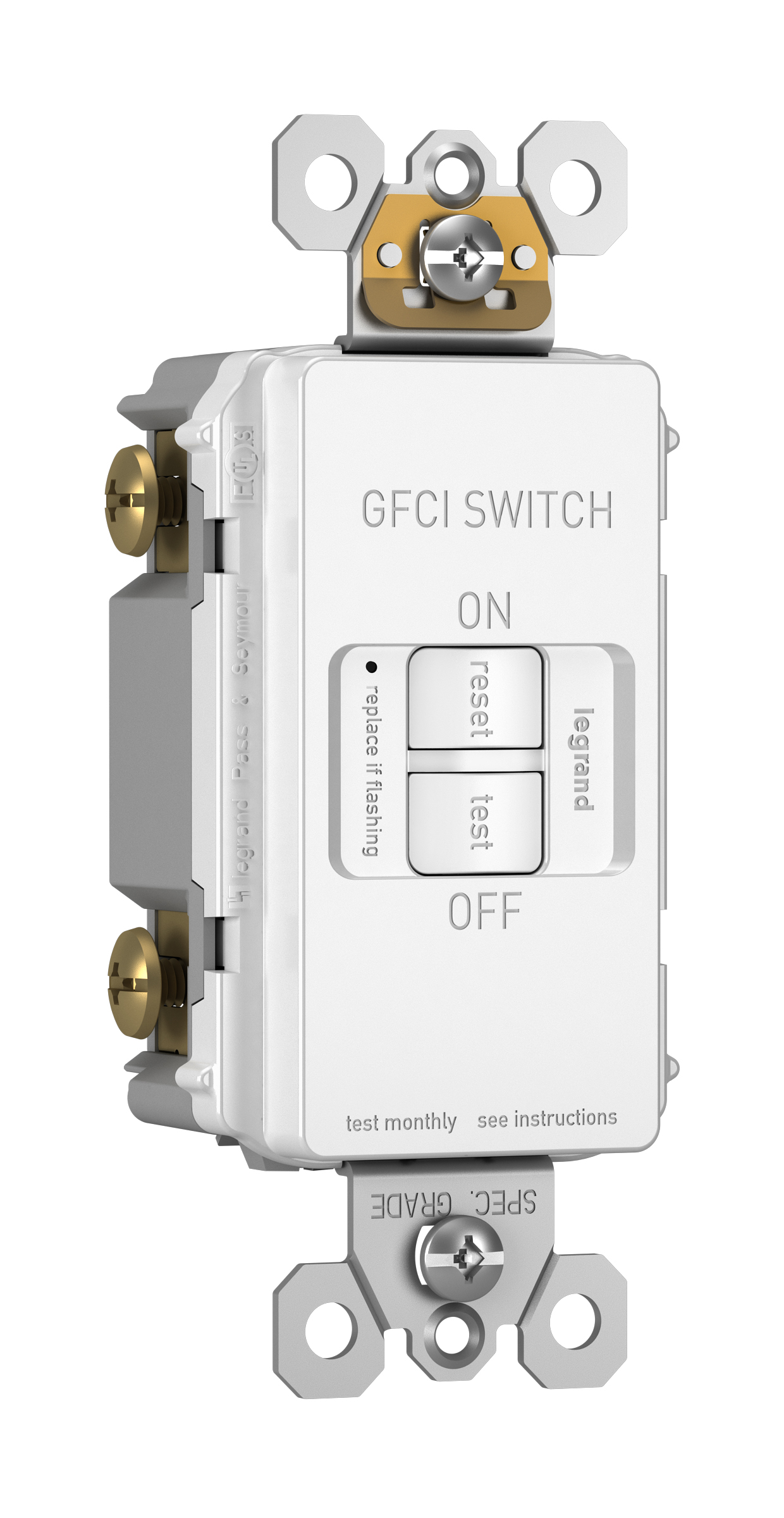 Product image for Pass & Seymour 2087-W 20A 125V Deadfront Self-Test GFCI White
