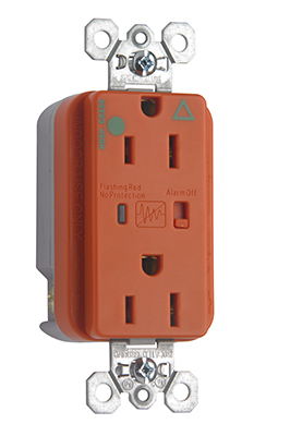 Product image for Pass & Seymour IG8200-OSP Hospital Grade Isolated Ground Surge Protective Duplex Receptacle, Back & Side Wire, 15A 125V - Orange