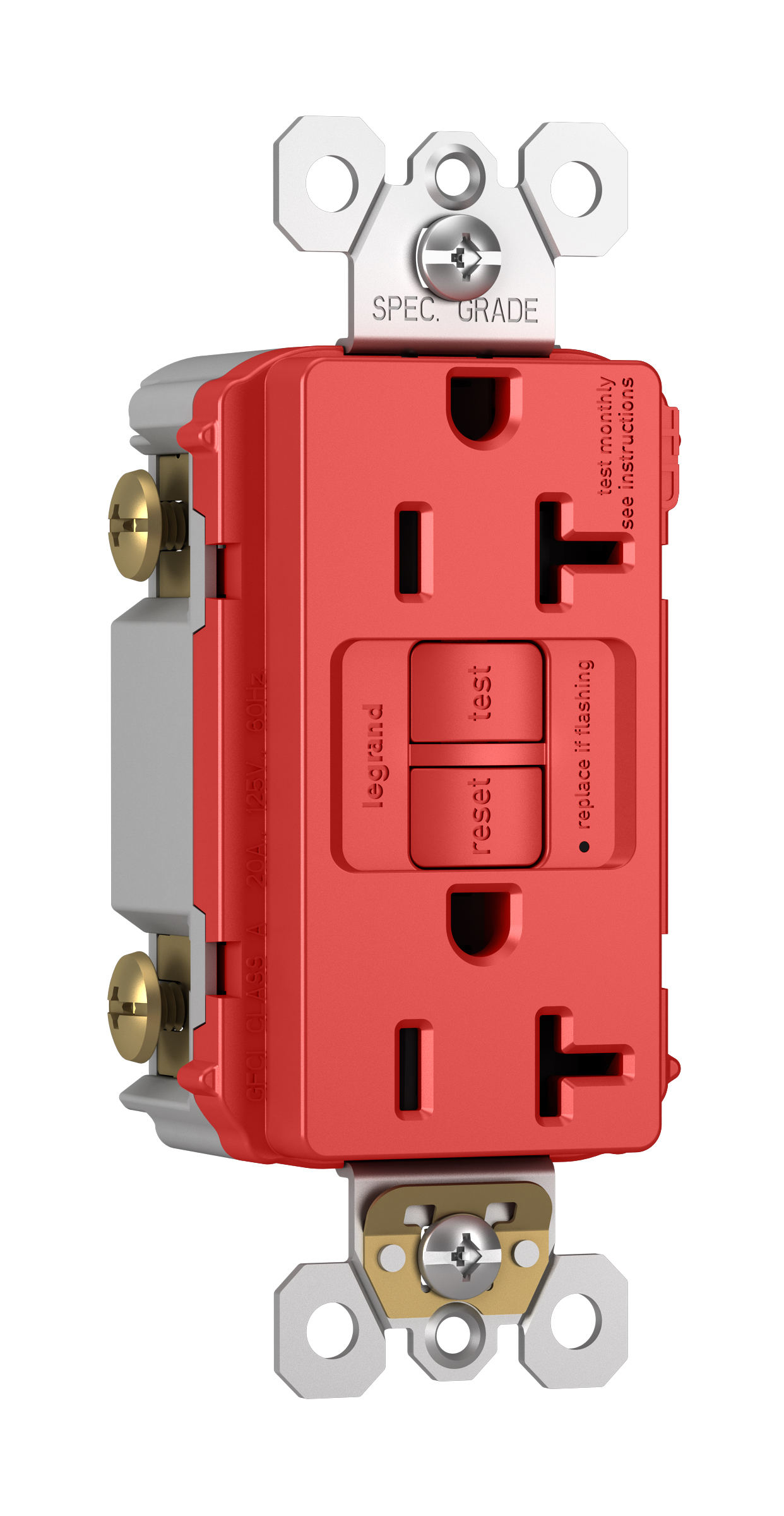 Product image for Pass & Seymour 2097-TRRED 20A 125V Self-Test Tamper-Resistant GFCI Red