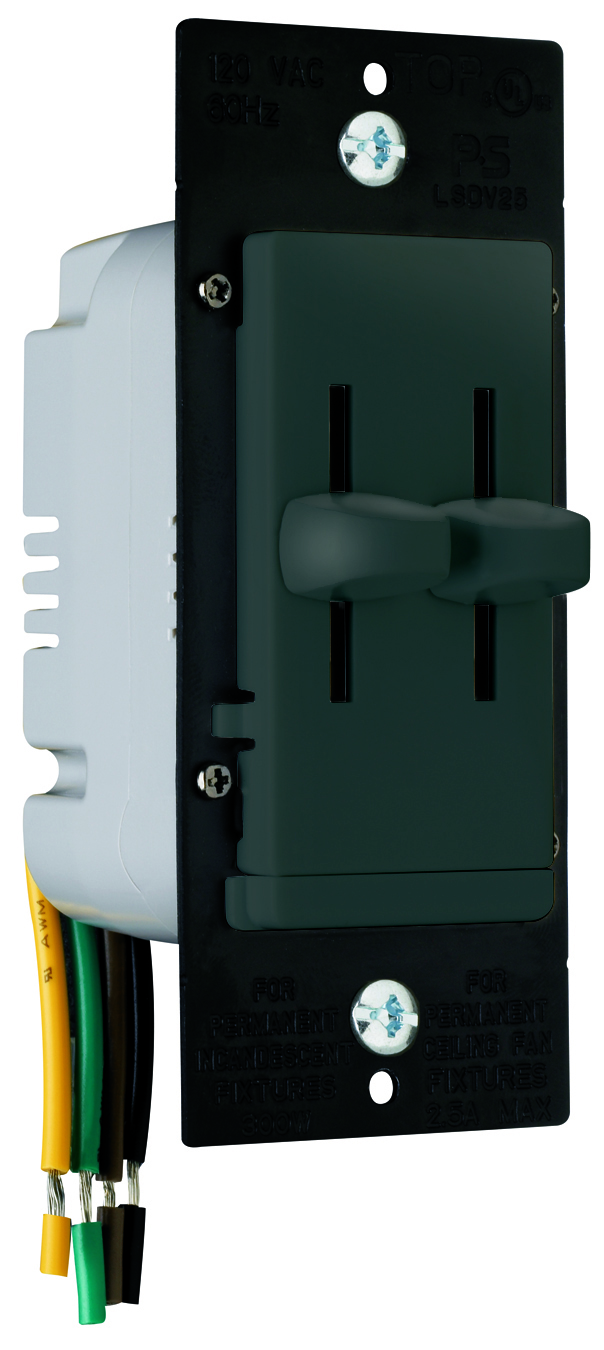 Product image for Pass & Seymour LSDD300-BK Dual Slide-to-Off Incandescent Dimmer - Black